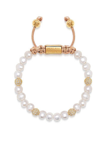 Nialaya Women's Beaded Bracelet Women's Beaded Bracelet with Pearl and Gold